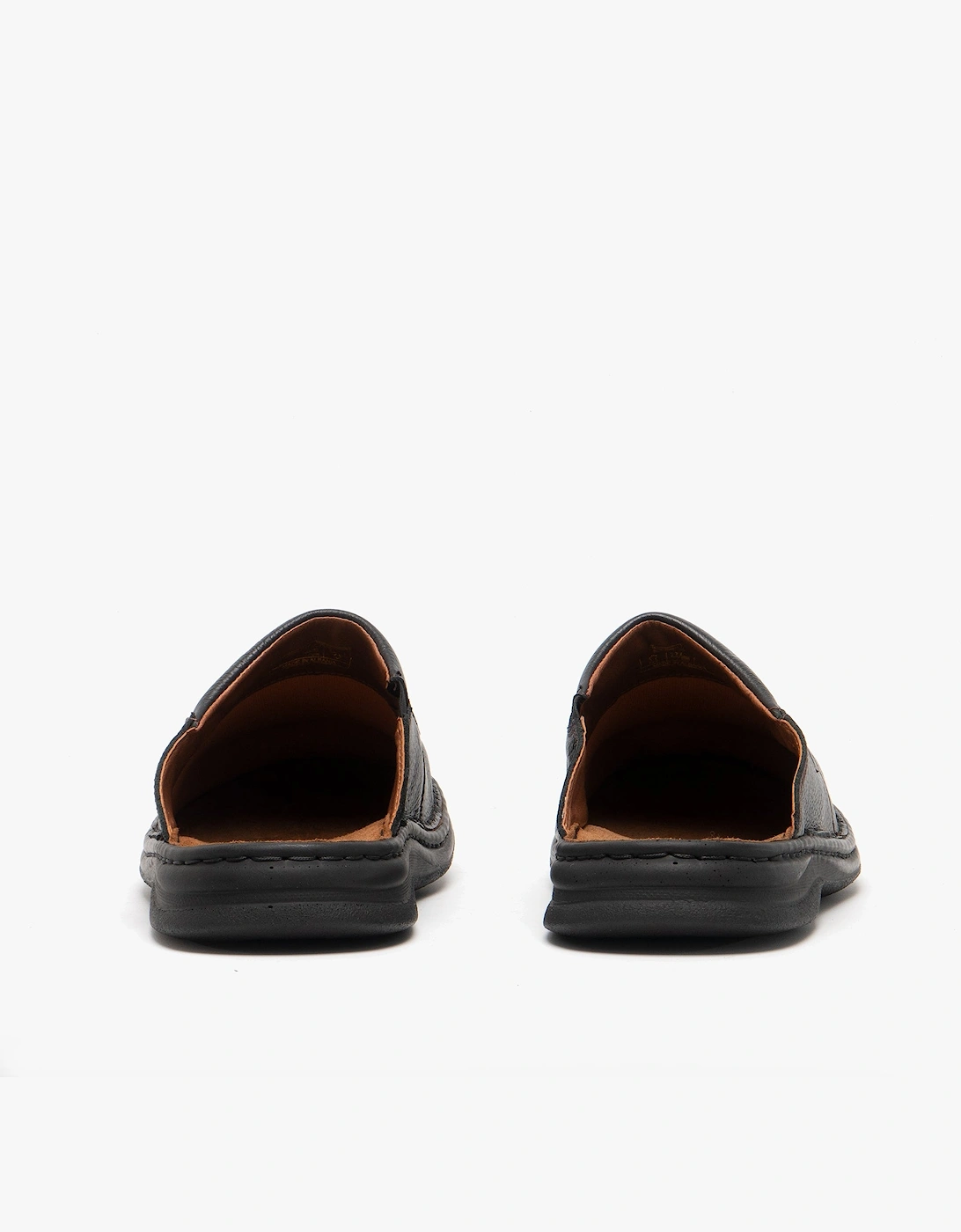 KLAUS Mens Leather Mules Black/Cognac