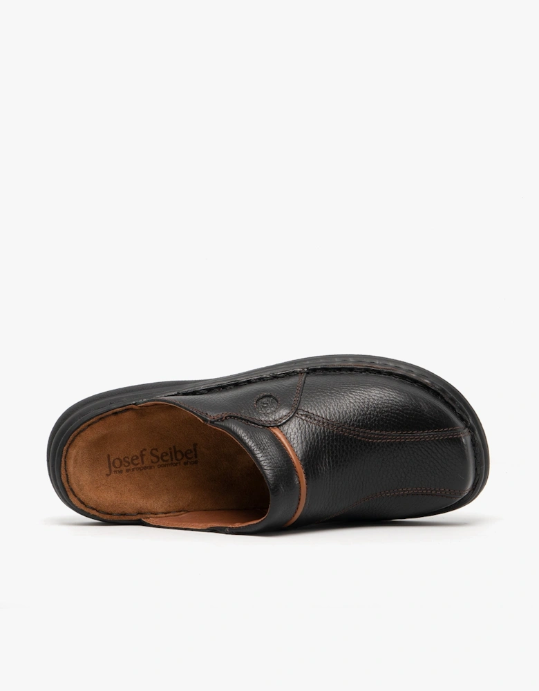 KLAUS Mens Leather Mules Black/Cognac