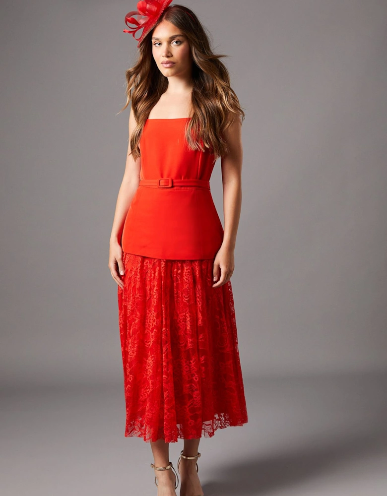 Lace Pleat Skirt Dress