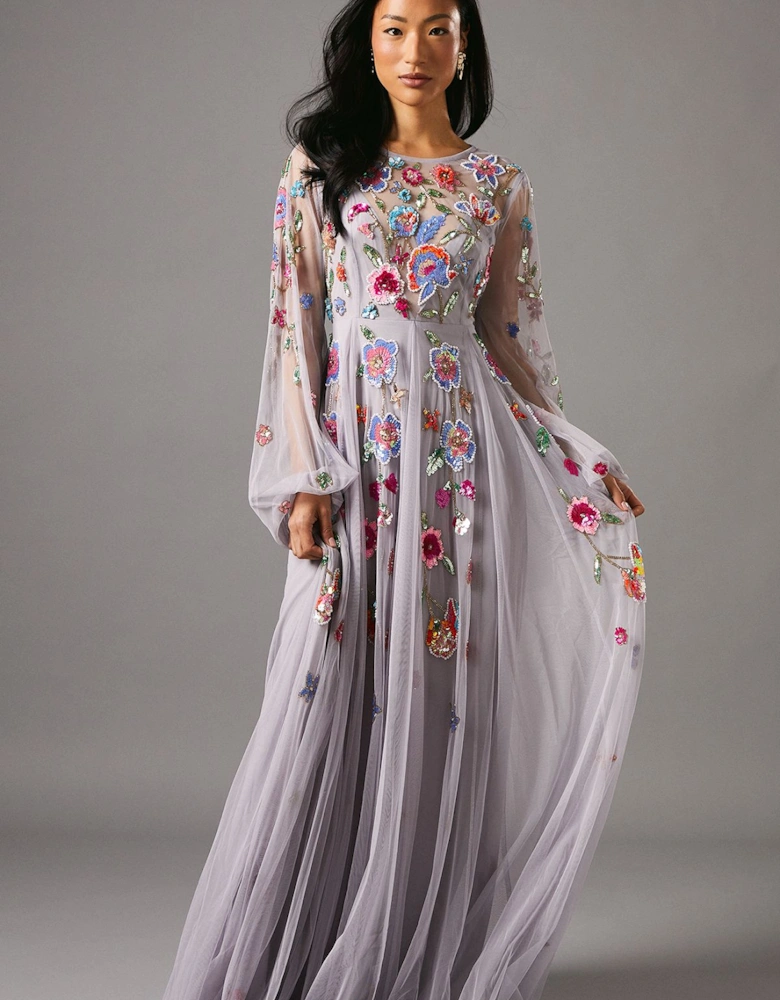Embellished Chiffon Maxi Dress