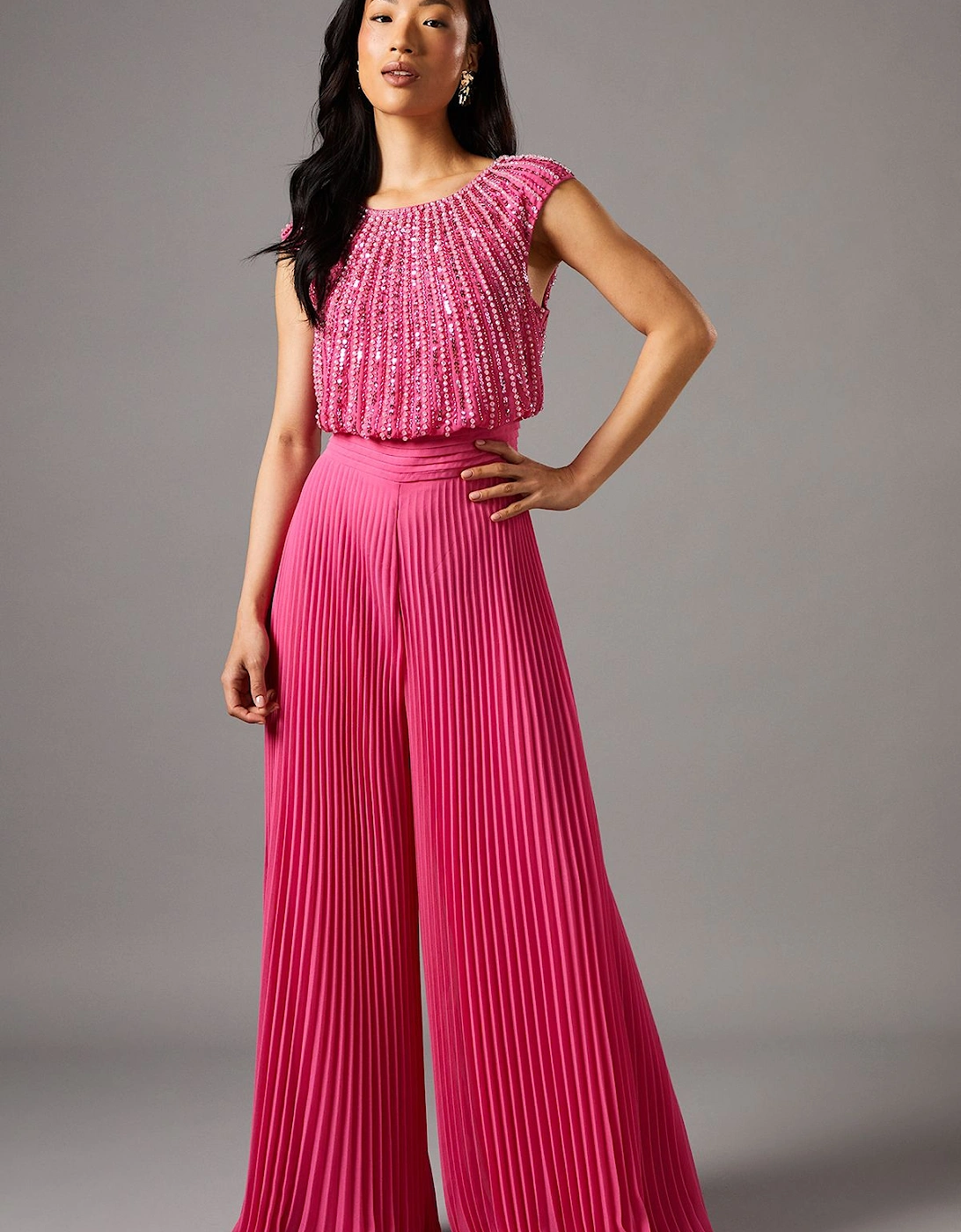 Embellished Bodice Pleat Jumpsuit, 2 of 1