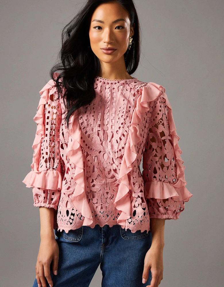 Lace Frill Sleeve Top