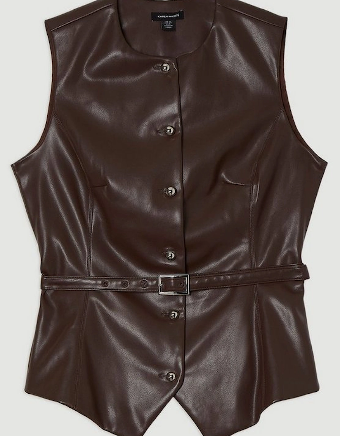 Faux Leather Belted Waistcoat