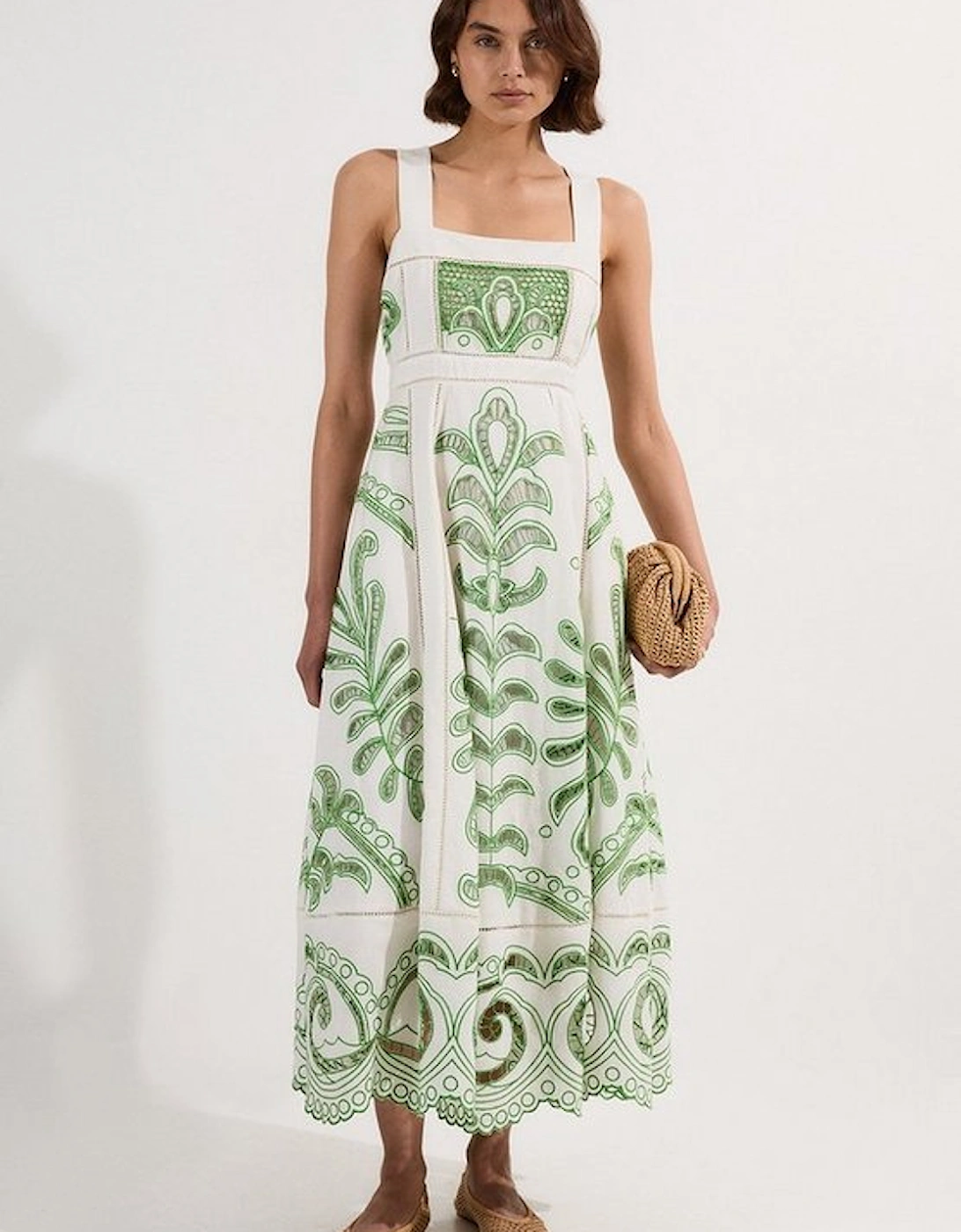 Cutwork Embroidered Woven Midi Prom Dress, 2 of 1