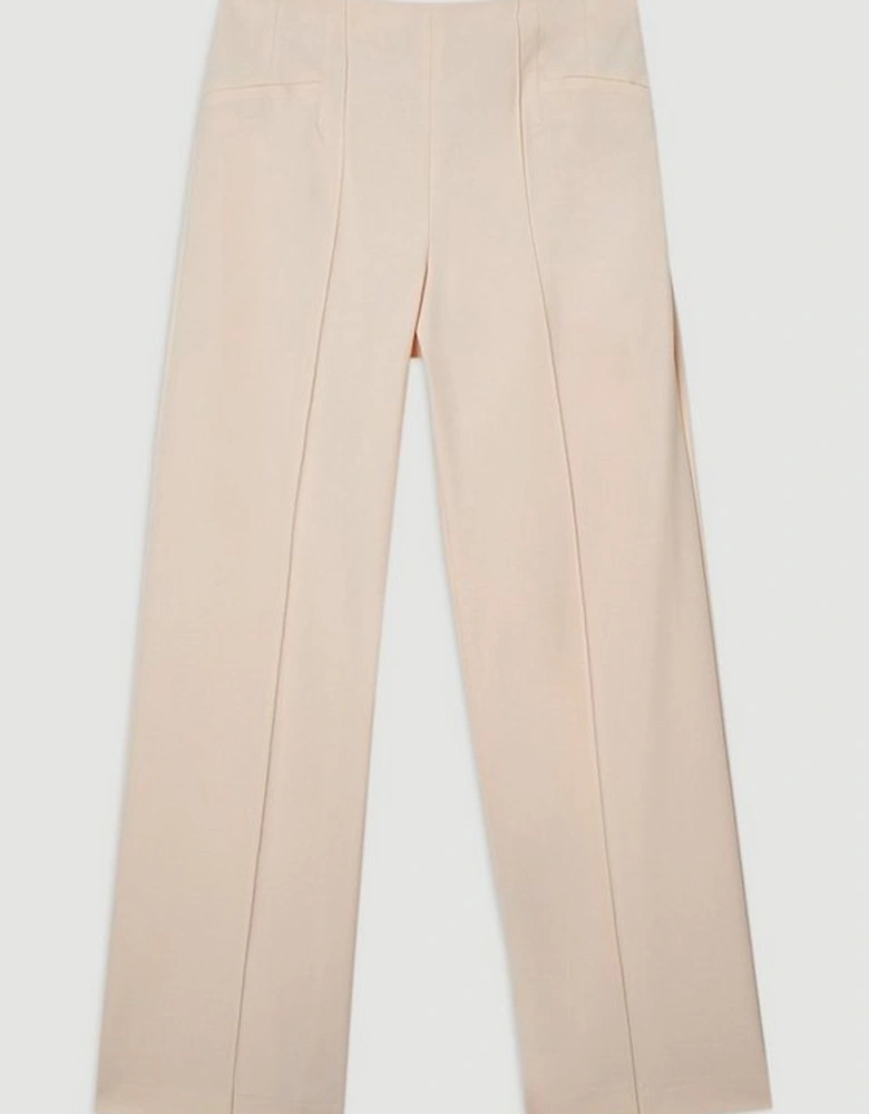 Petite Compact Stretch Pocket Detail Tailored Wide Leg Trouser