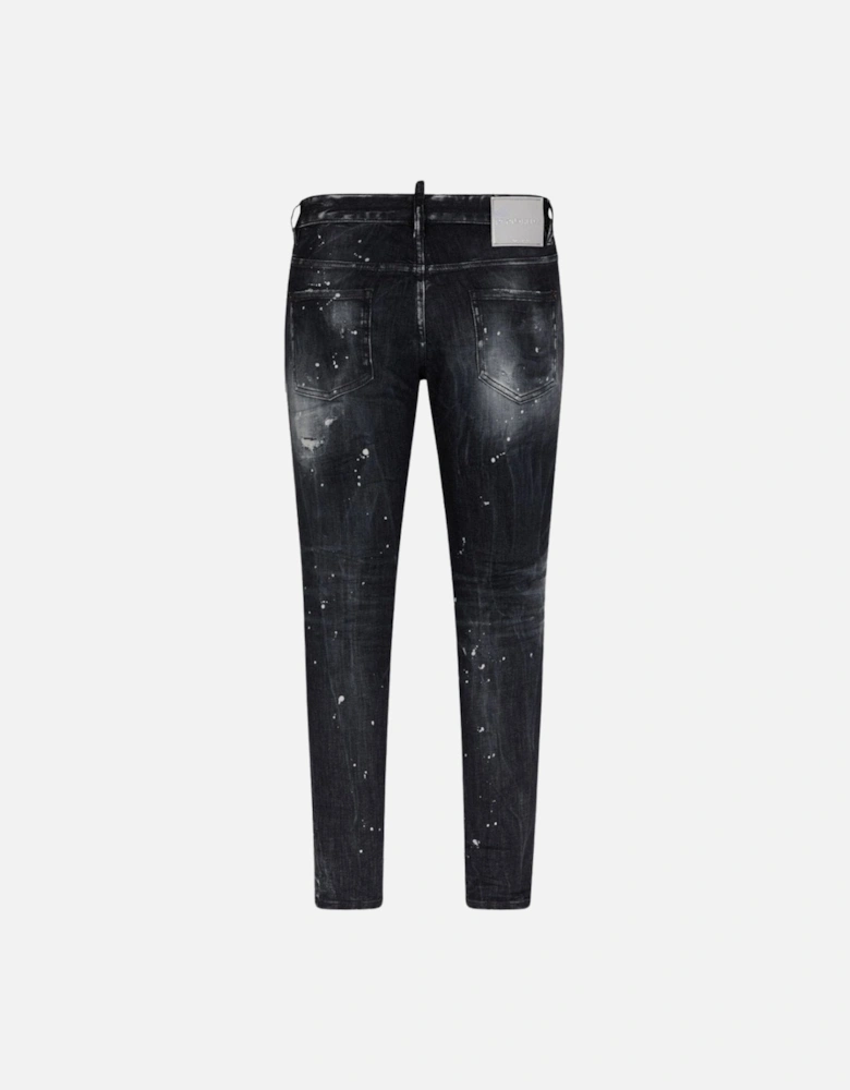 Skater Jean Paint Splatter Faded Black Wash Jeans