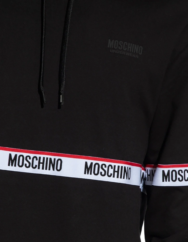 Branded Taped Chest Black Hoodie