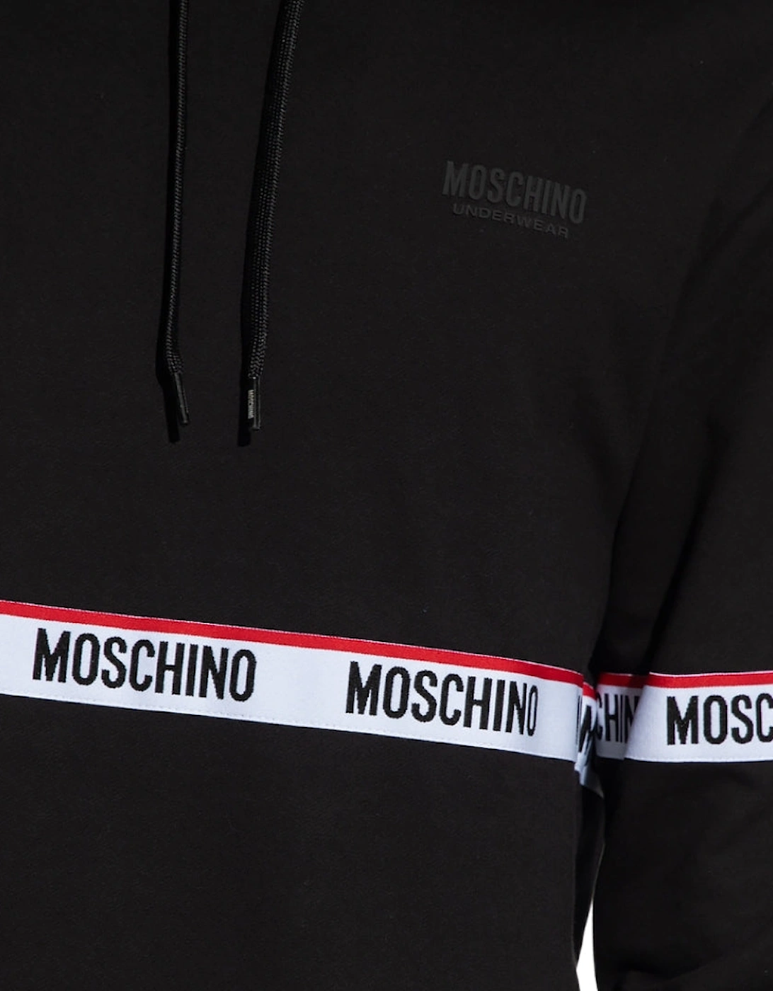 Branded Taped Chest Black Hoodie