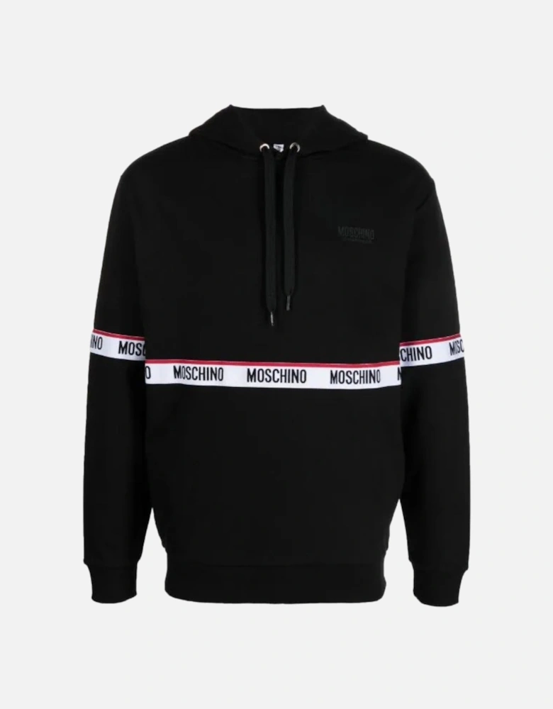 Branded Taped Chest Black Hoodie