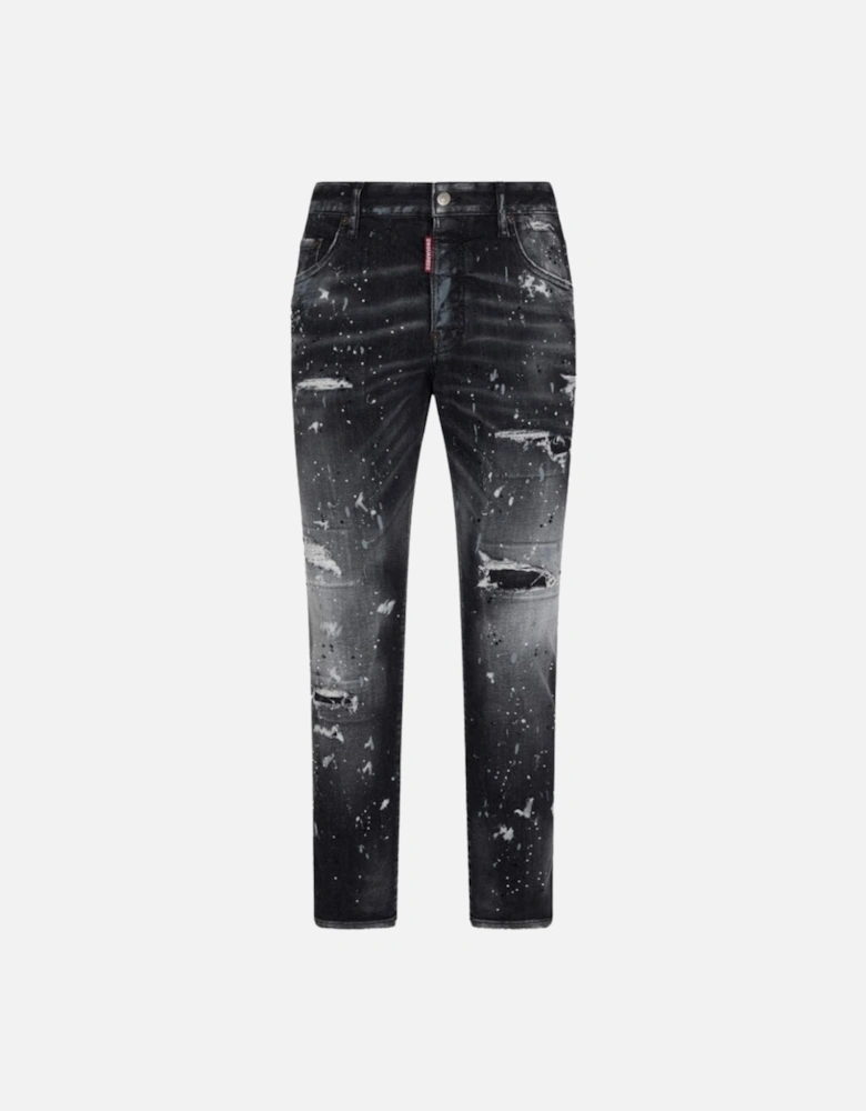 Skater Jean Paint Splatter Black Wash Jeans