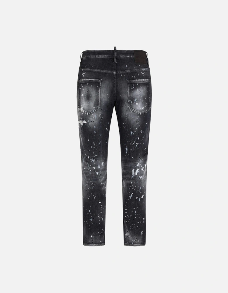 Skater Jean Paint Splatter Black Wash Jeans