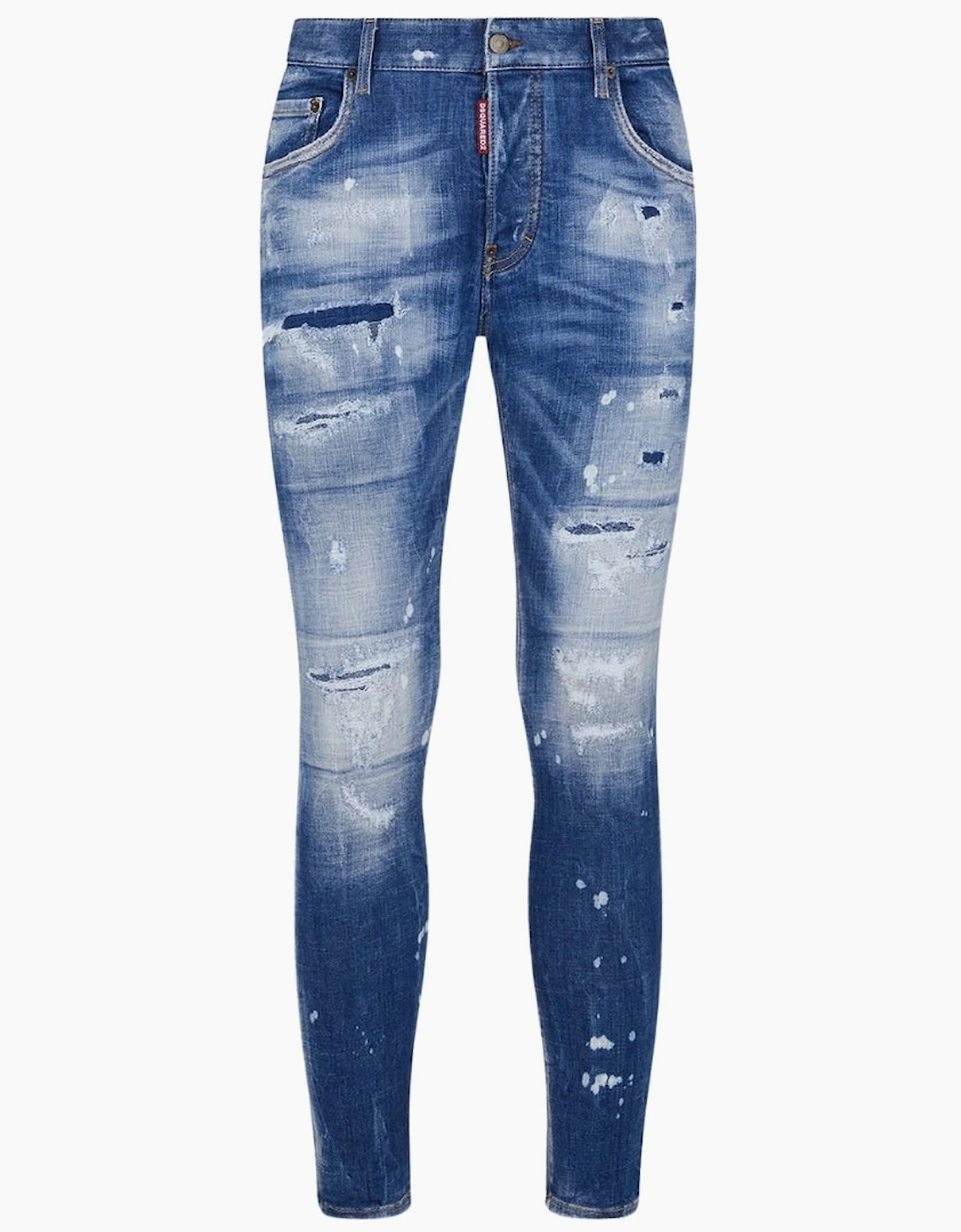 Men's Dsquared2 Super Twinky Jean Faded Reinforced Ripped Blue Jeans - Size: 28/32