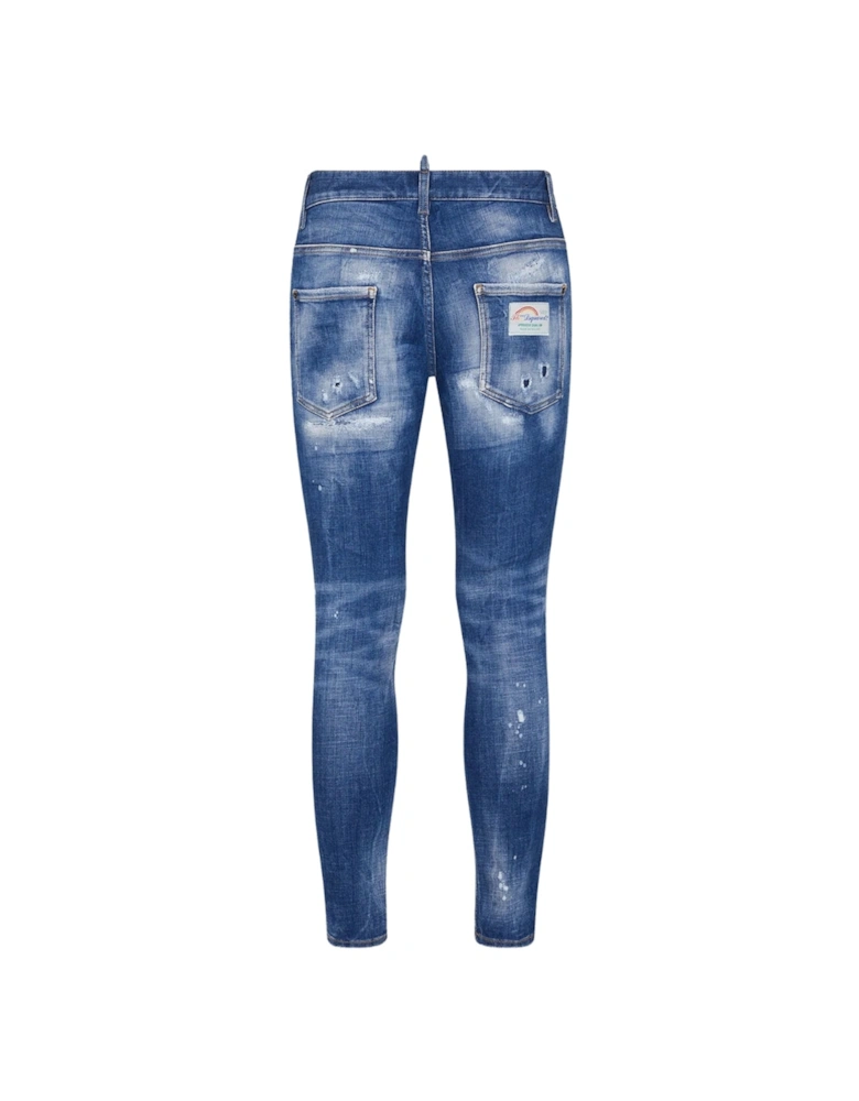 Super Twinky Jean Faded Reinforced Ripped Blue Jeans