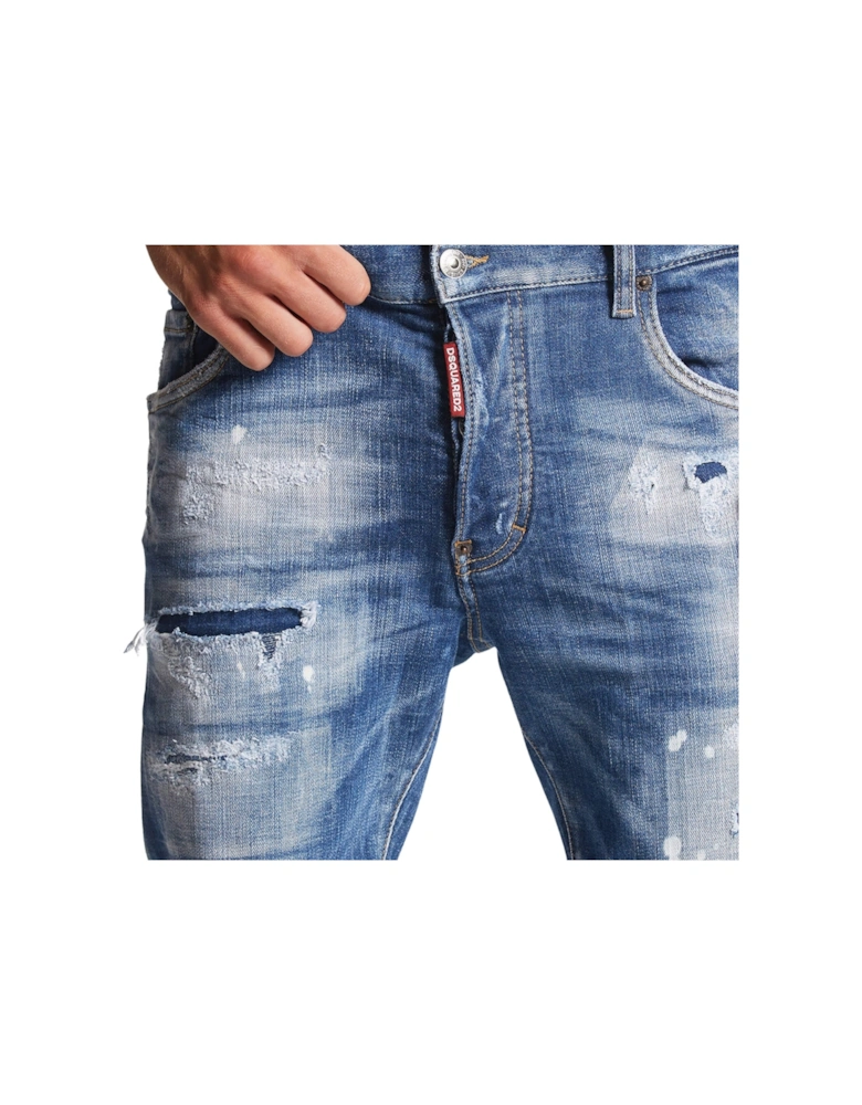 Super Twinky Jean Faded Reinforced Ripped Blue Jeans
