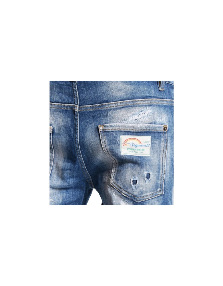 Super Twinky Jean Faded Reinforced Ripped Blue Jeans