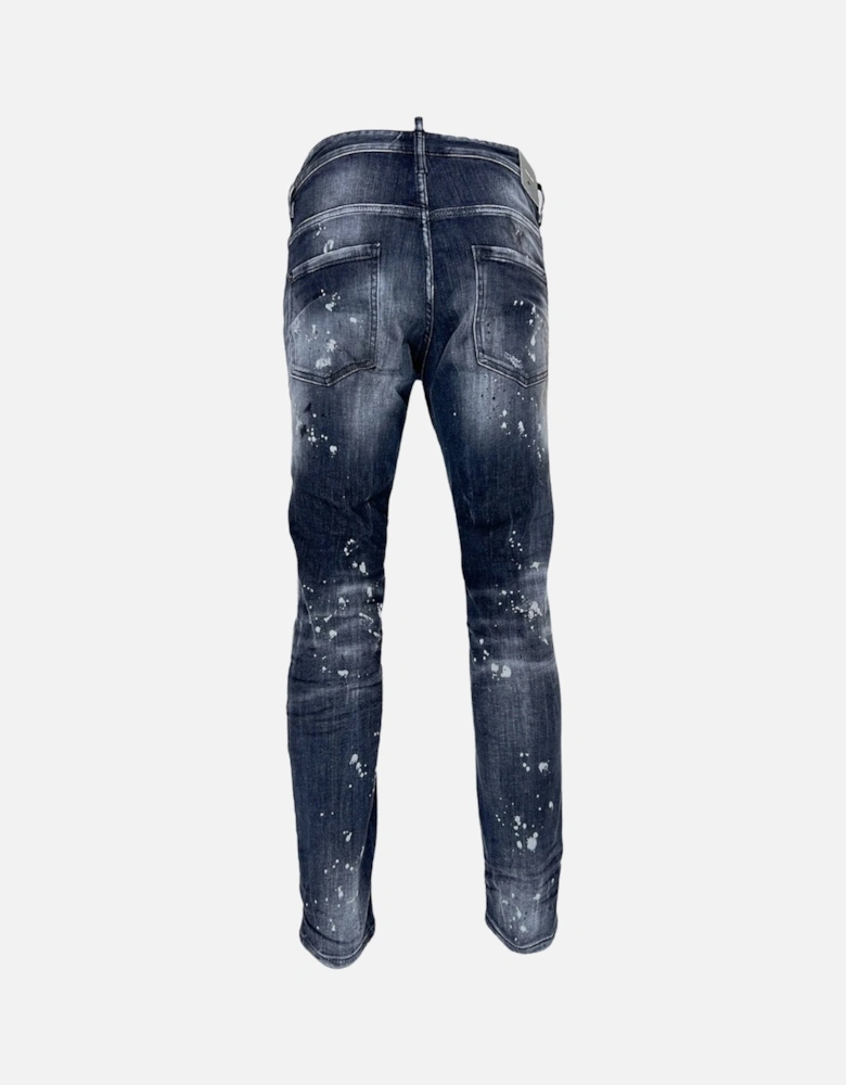 Skater Jean Reinforced Ripped Paint Splatter Black Wash Jeans