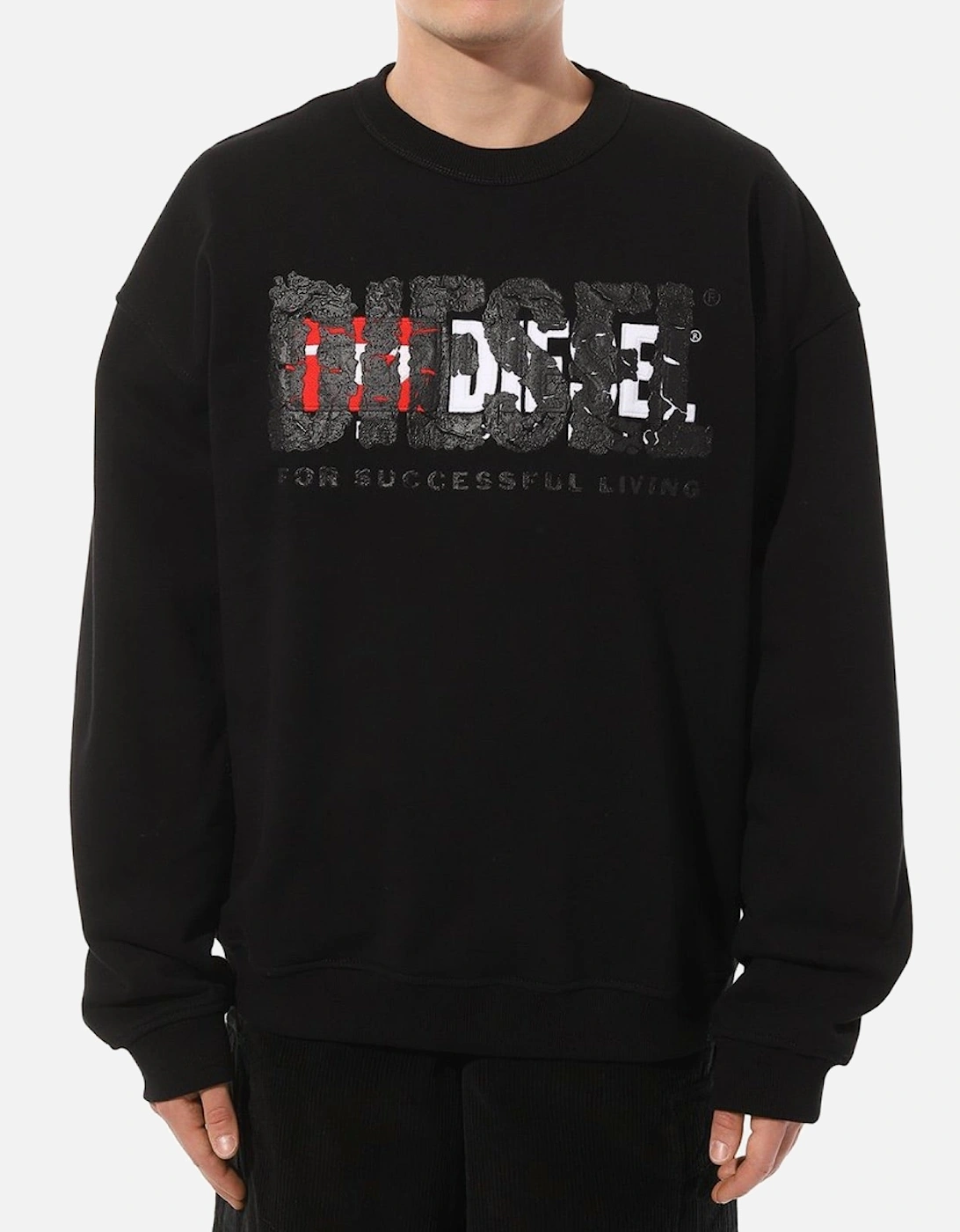 Double Destroyed Logo Black Sweatshirt