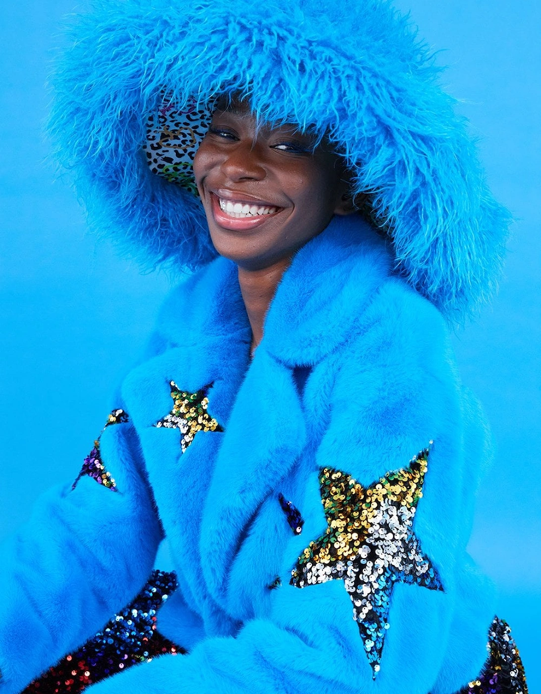 Blue Oversized Bamboo Faux Fur Hat, 3 of 2