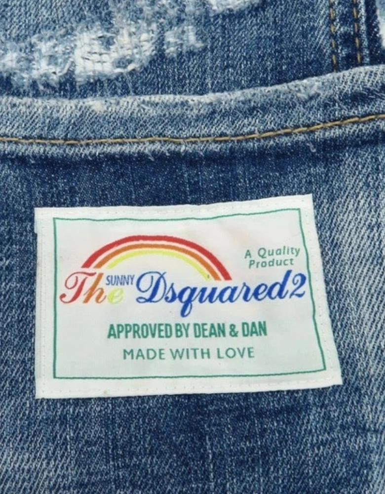 Tidy Biker Jean Paint Splash Reinforced Ripped Blue Jeans