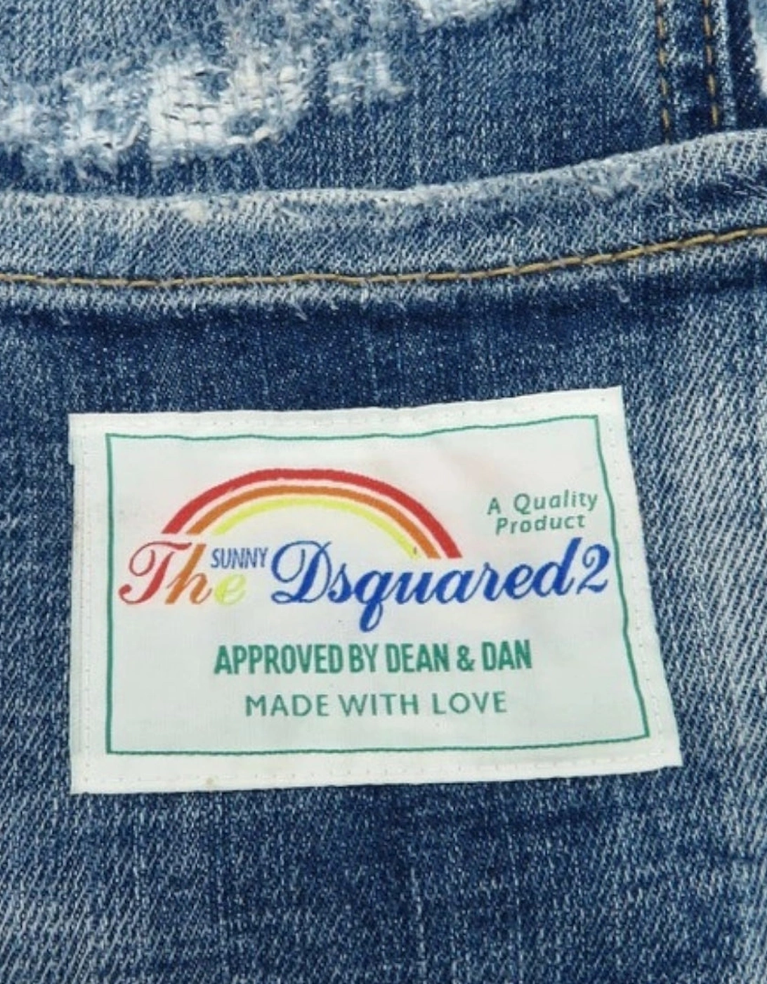 Tidy Biker Jean Paint Splash Reinforced Ripped Blue Jeans