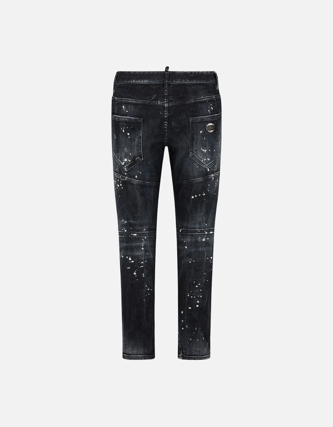 Tidy Biker Jean Paint Splash Reinforced Ripped Black Jeans