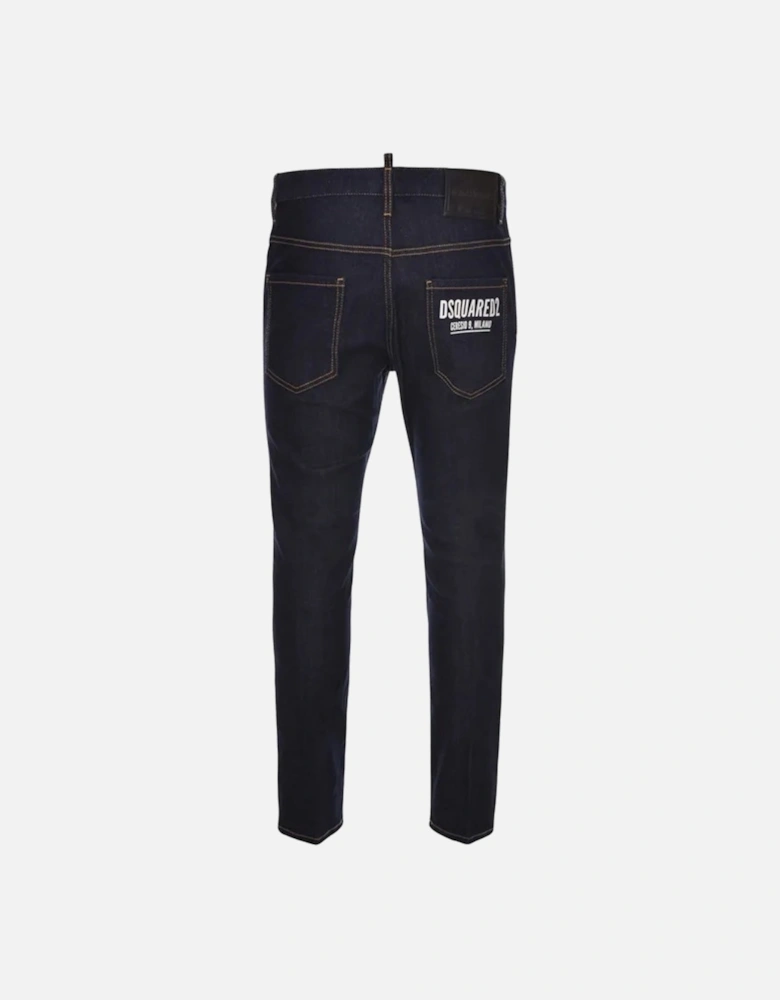 Skater Jean Italian Address Logo Navy Blue Wash Jeans