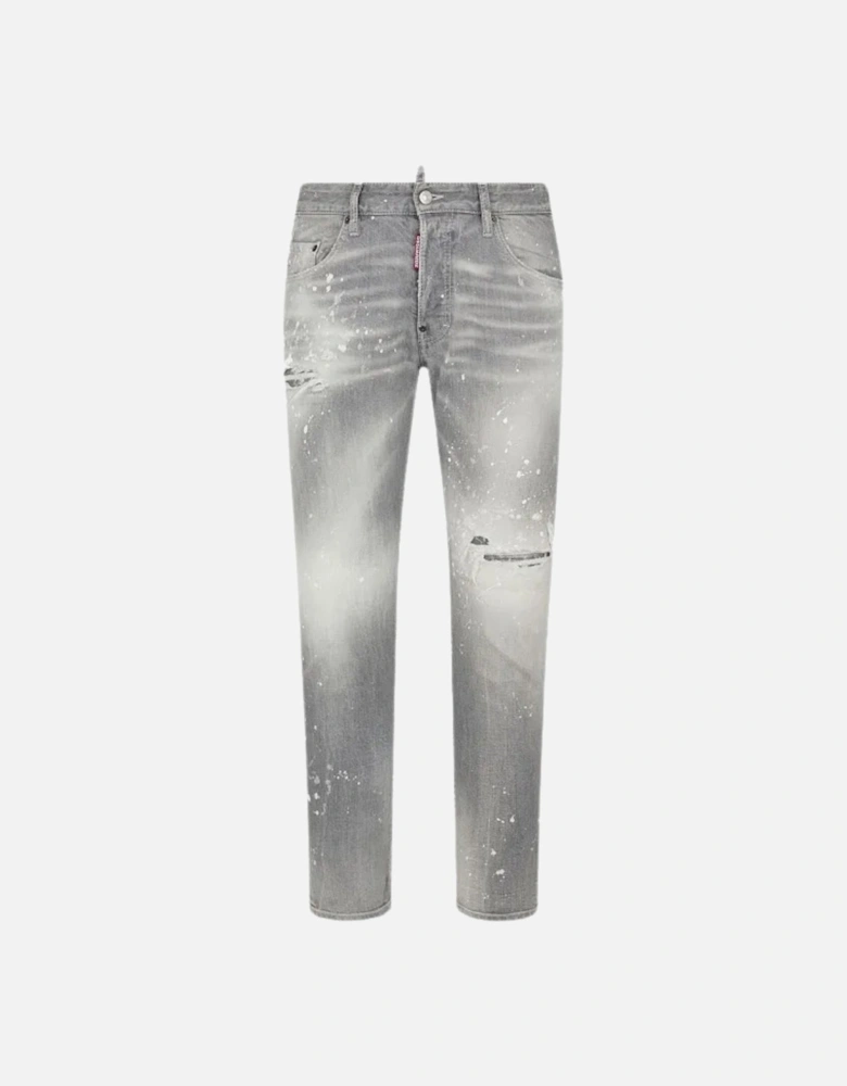 Skater Jean Paint Splatter Light Grey Wash Jeans