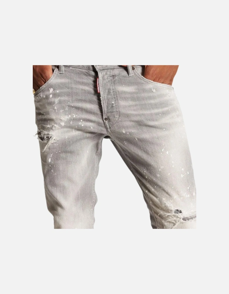 Skater Jean Paint Splatter Light Grey Wash Jeans