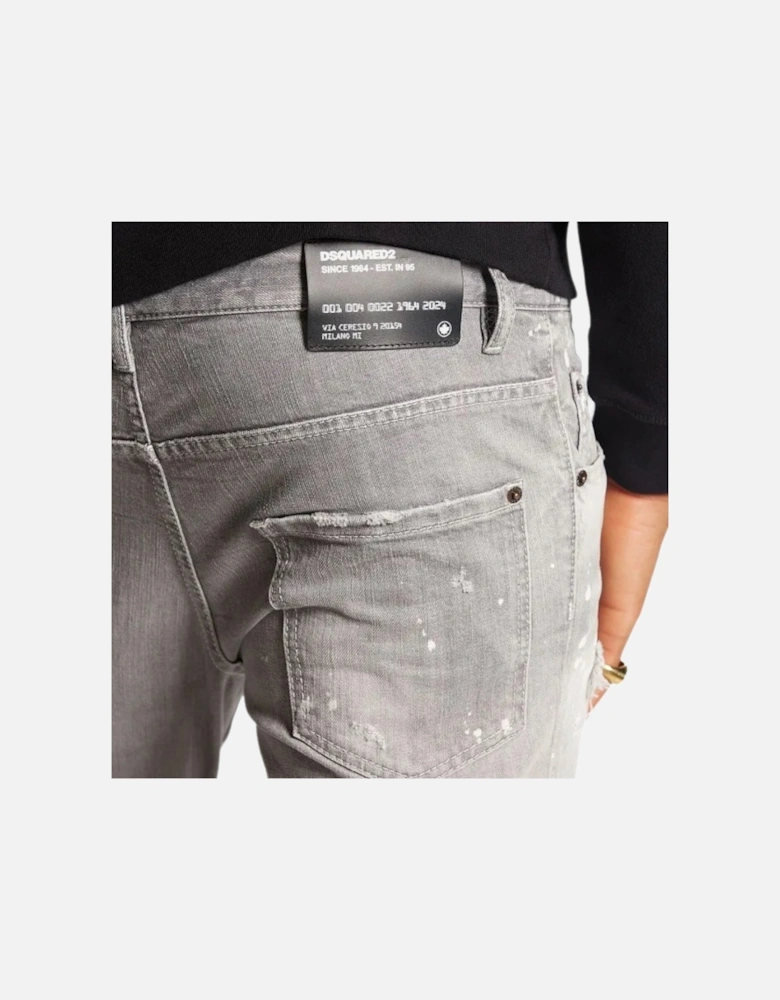 Skater Jean Paint Splatter Light Grey Wash Jeans