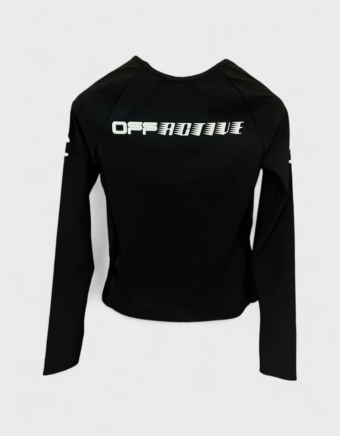 Off-White Women's Black Logo Print Performance Top - Size 10/8