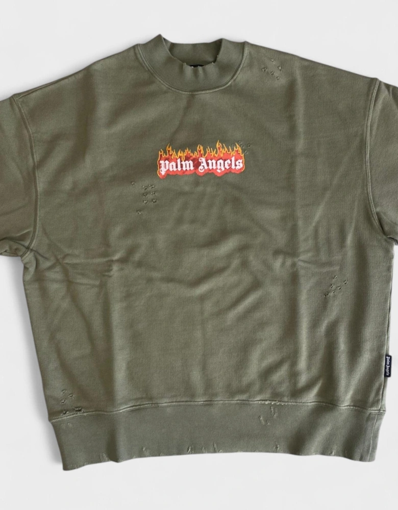 Burning Logo Sweatshirt Military Green