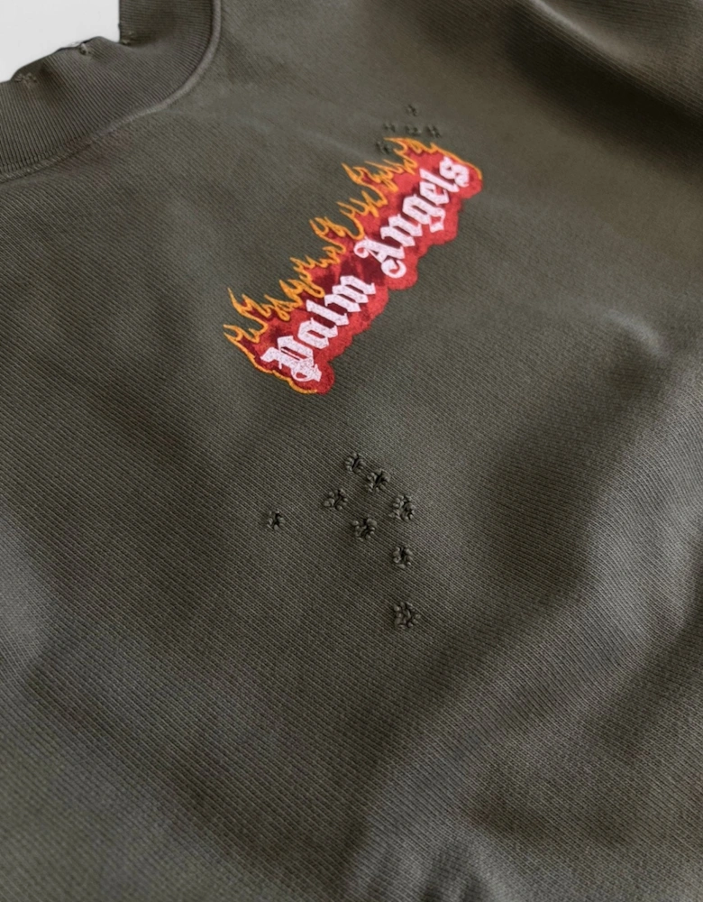 Burning Logo Sweatshirt Military Green
