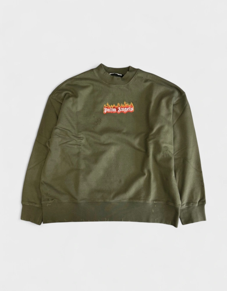 Burning Logo Sweatshirt Military Green