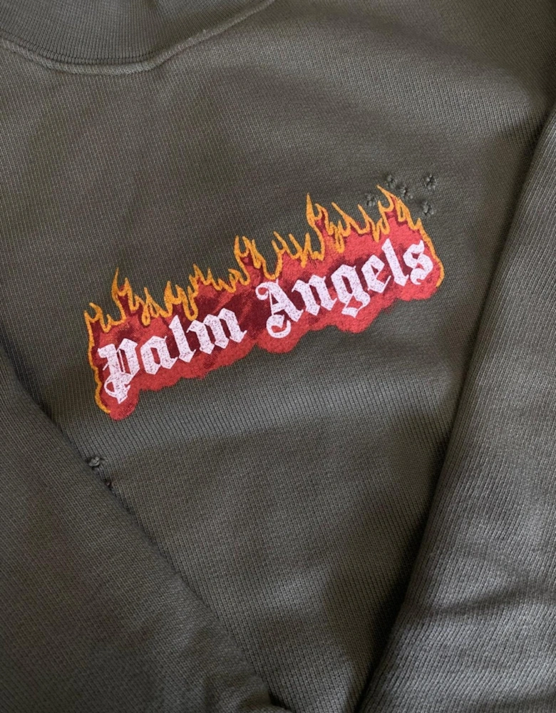 Burning Logo Sweatshirt Military Green