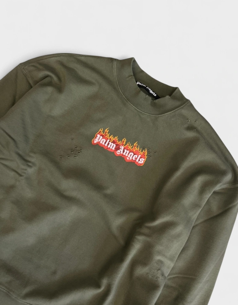 Burning Logo Sweatshirt Military Green
