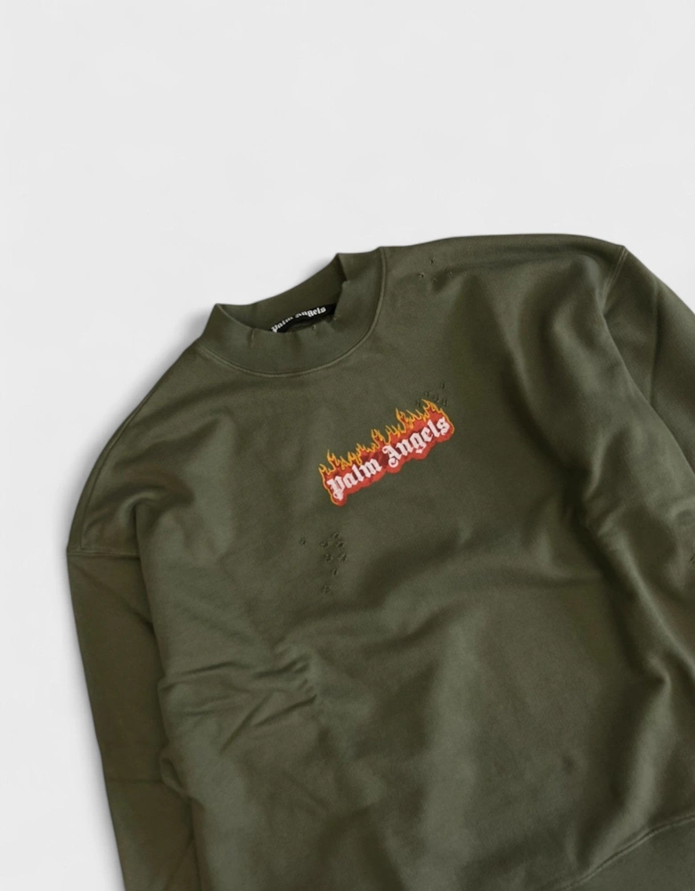 Burning Logo Sweatshirt Military Green
