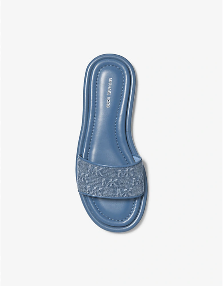 Dana Logo Embossed Denim Slide Sandal