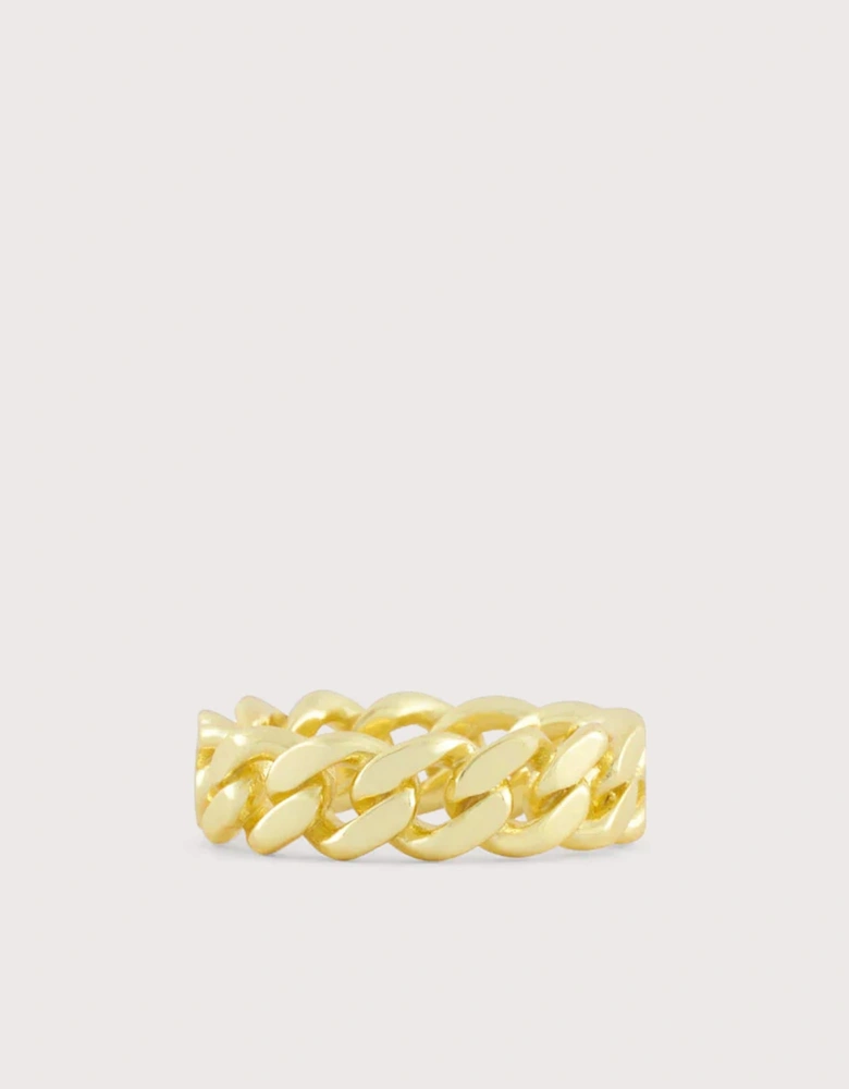 Gold Cuban Link Ring ( Sterling Silver )