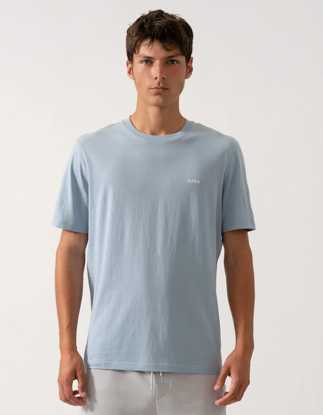 HUGO Dero222 Mens Cotton-Jersey T-Shirt with Logo Print, 2 of 1