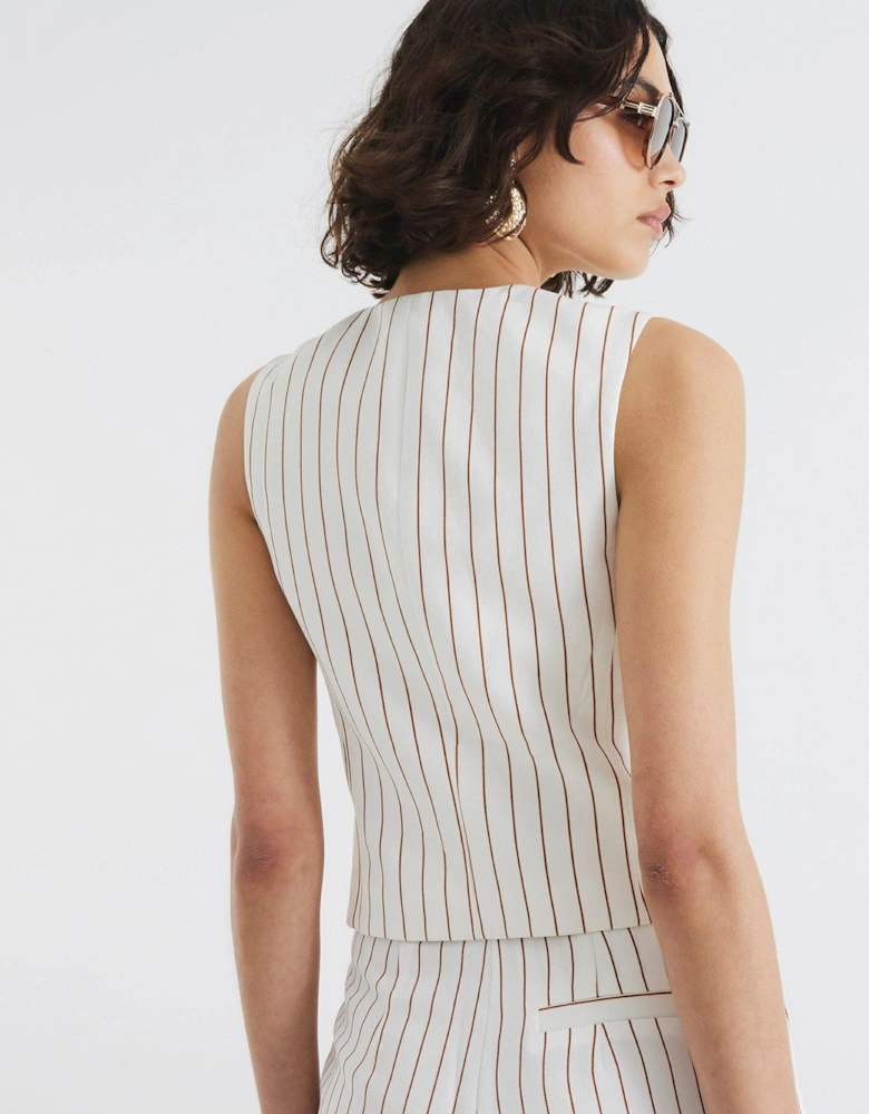 High Neck Fitted Waistcoat - White