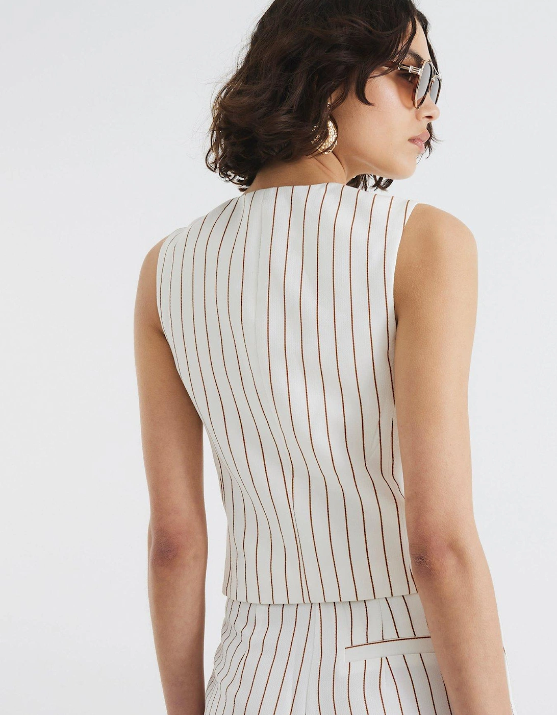 High Neck Fitted Waistcoat - White