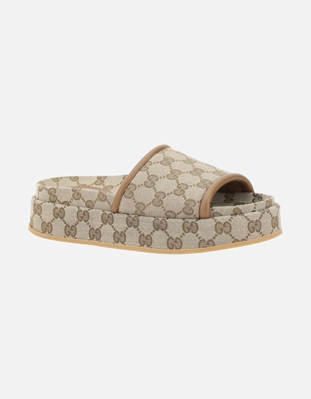 Platform Sandals with Leather Trim and GG Supreme Pattern Women -