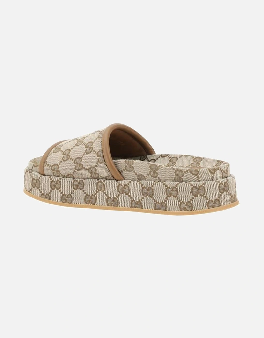 Platform Sandals with Leather Trim and GG Supreme Pattern Women -
