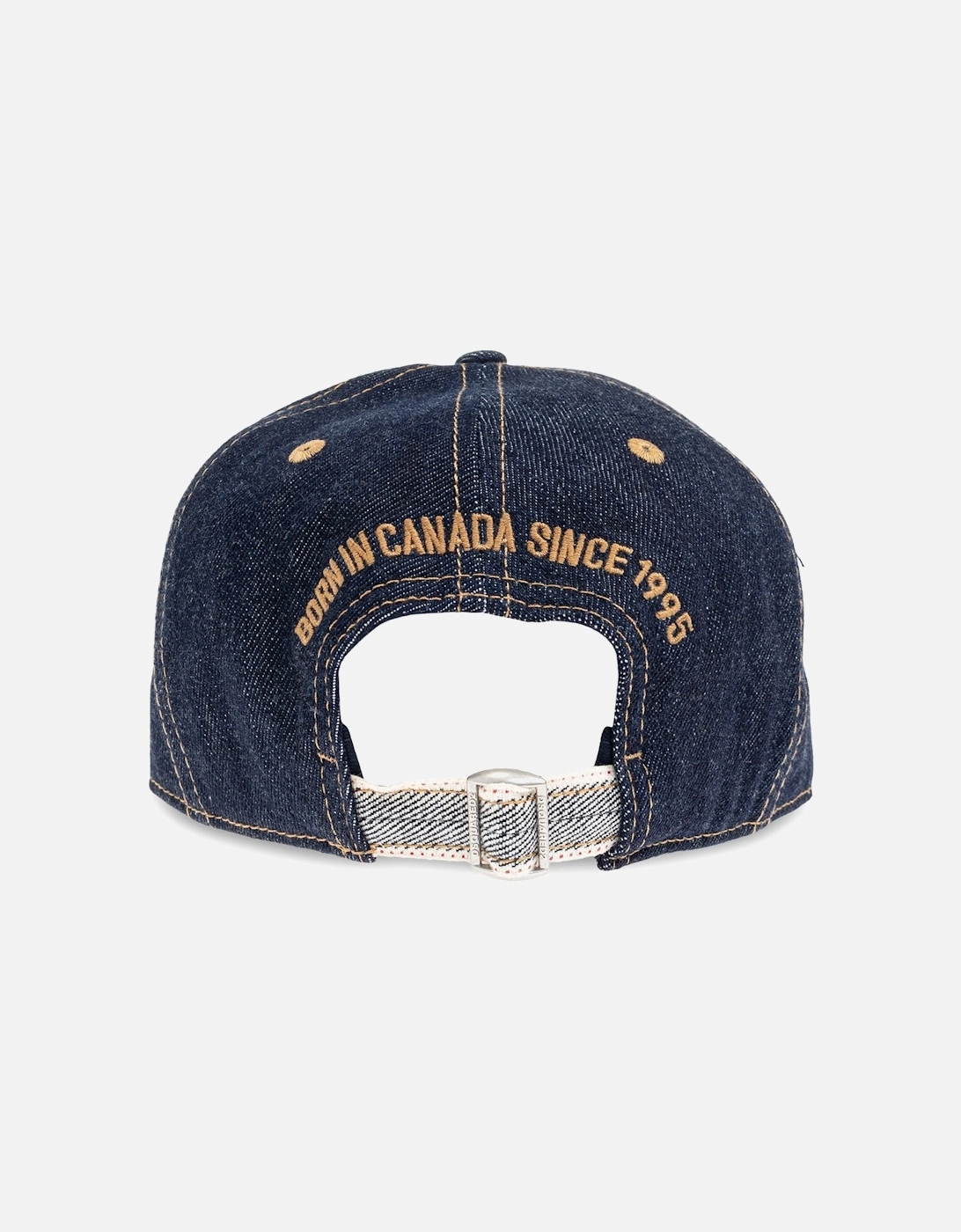 Leather Patch Denim Cap Blue