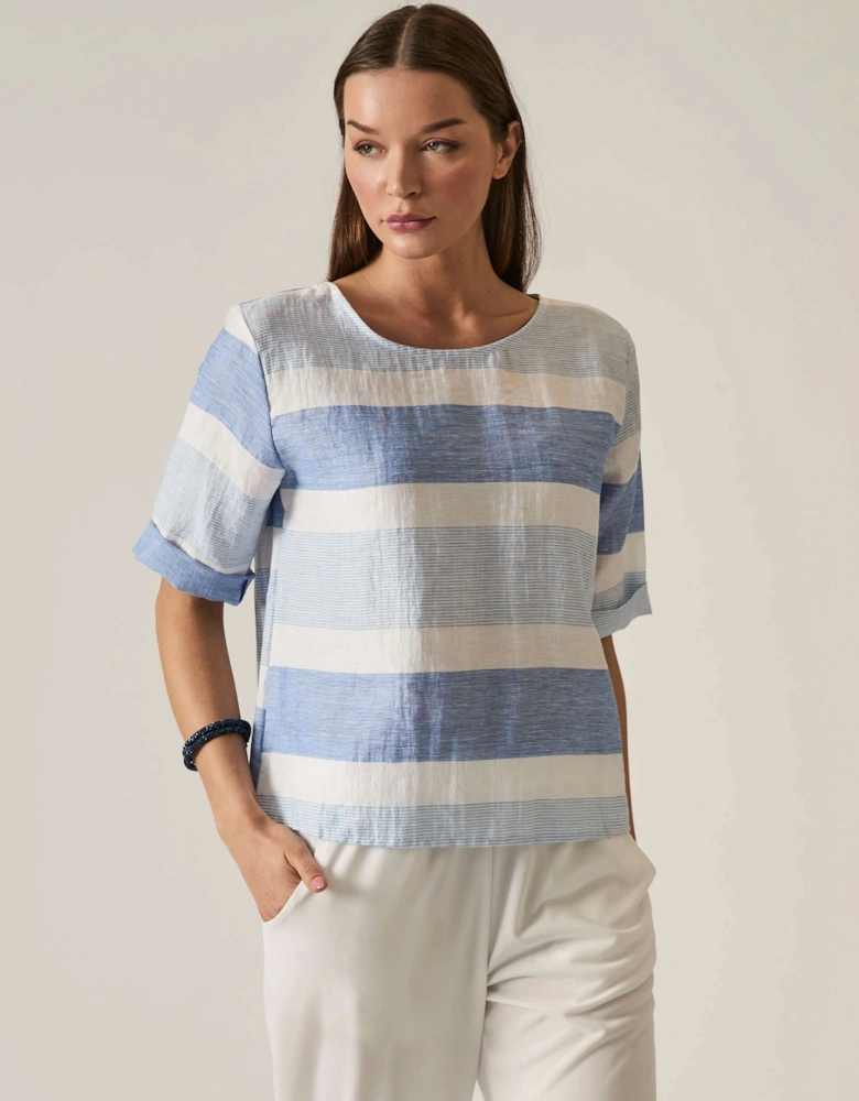 Striped Back Button Top - VIP