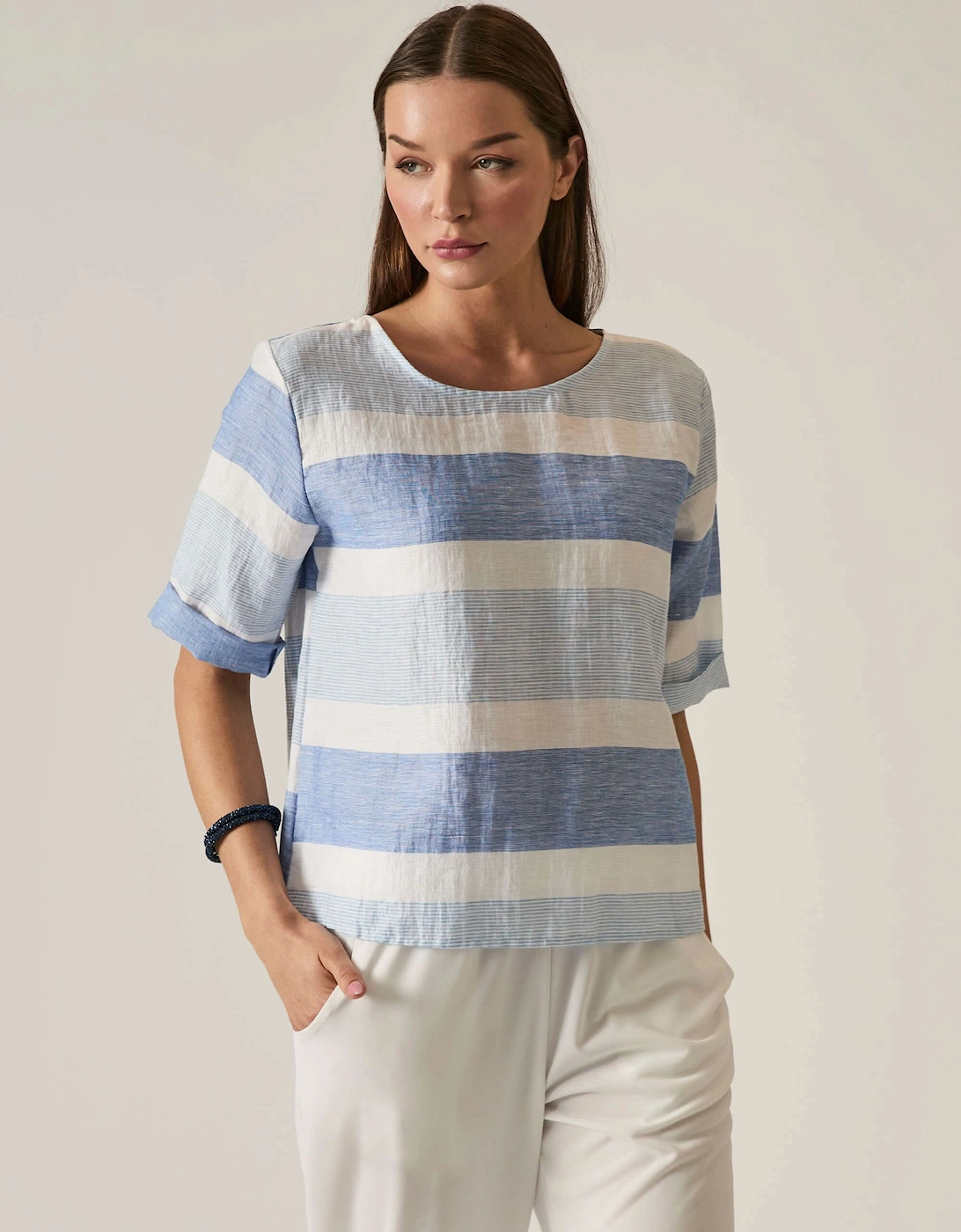 Striped Back Button Top - VIP