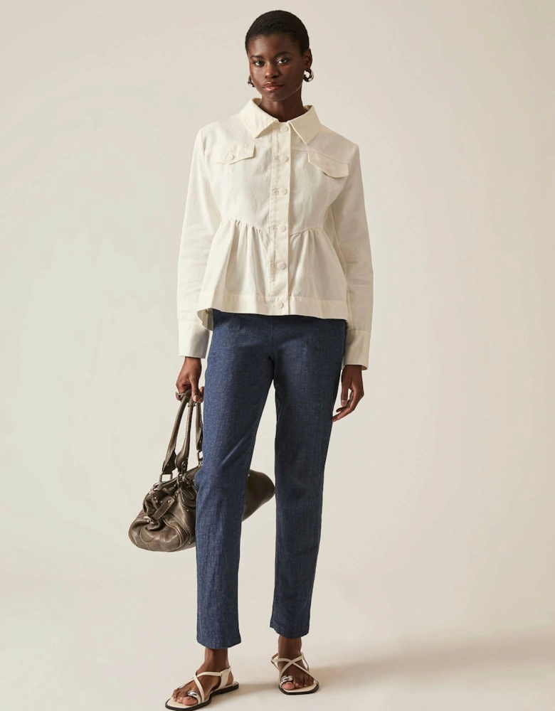 Peplum White Denim Jacket - VIP