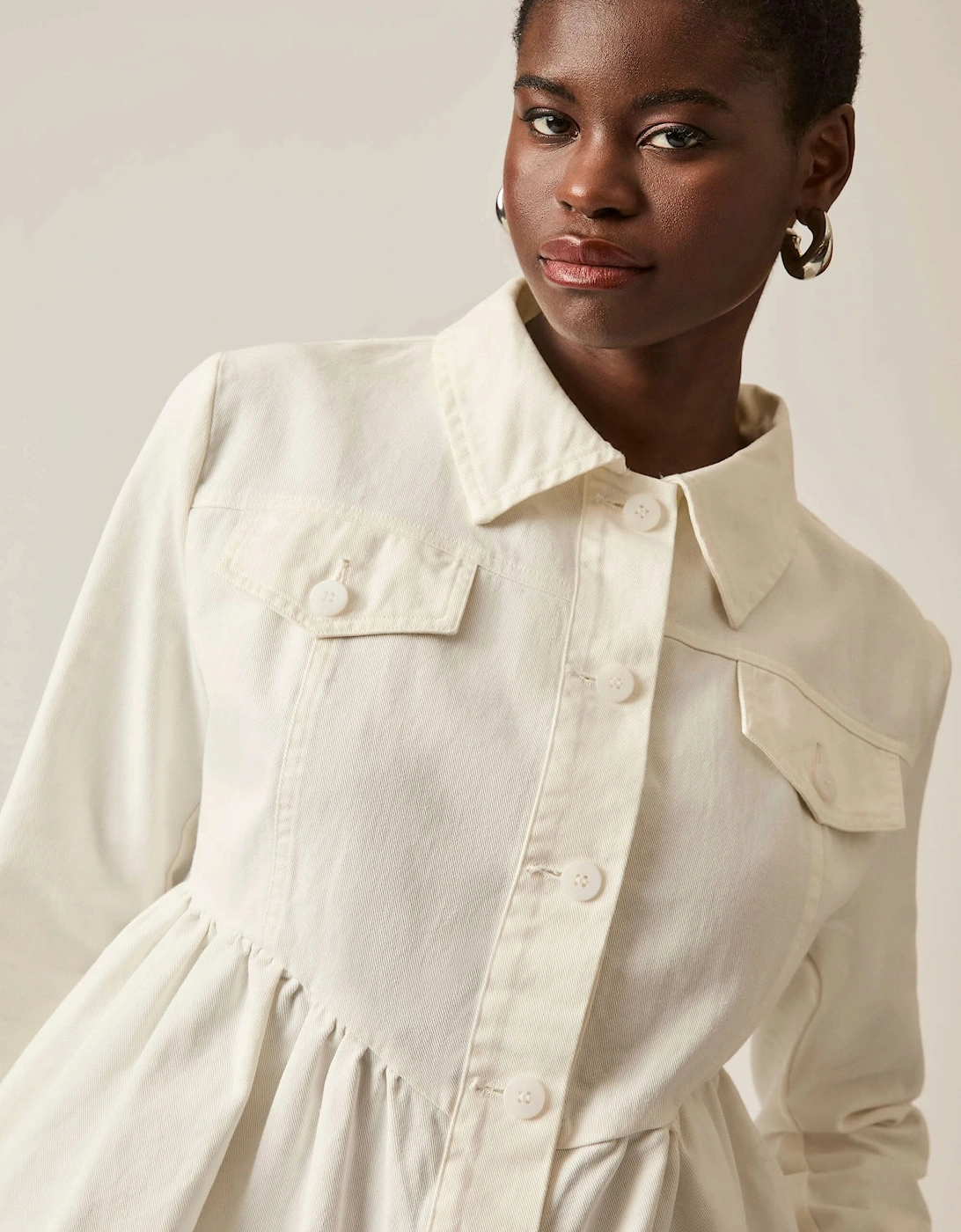 Peplum White Denim Jacket - VIP
