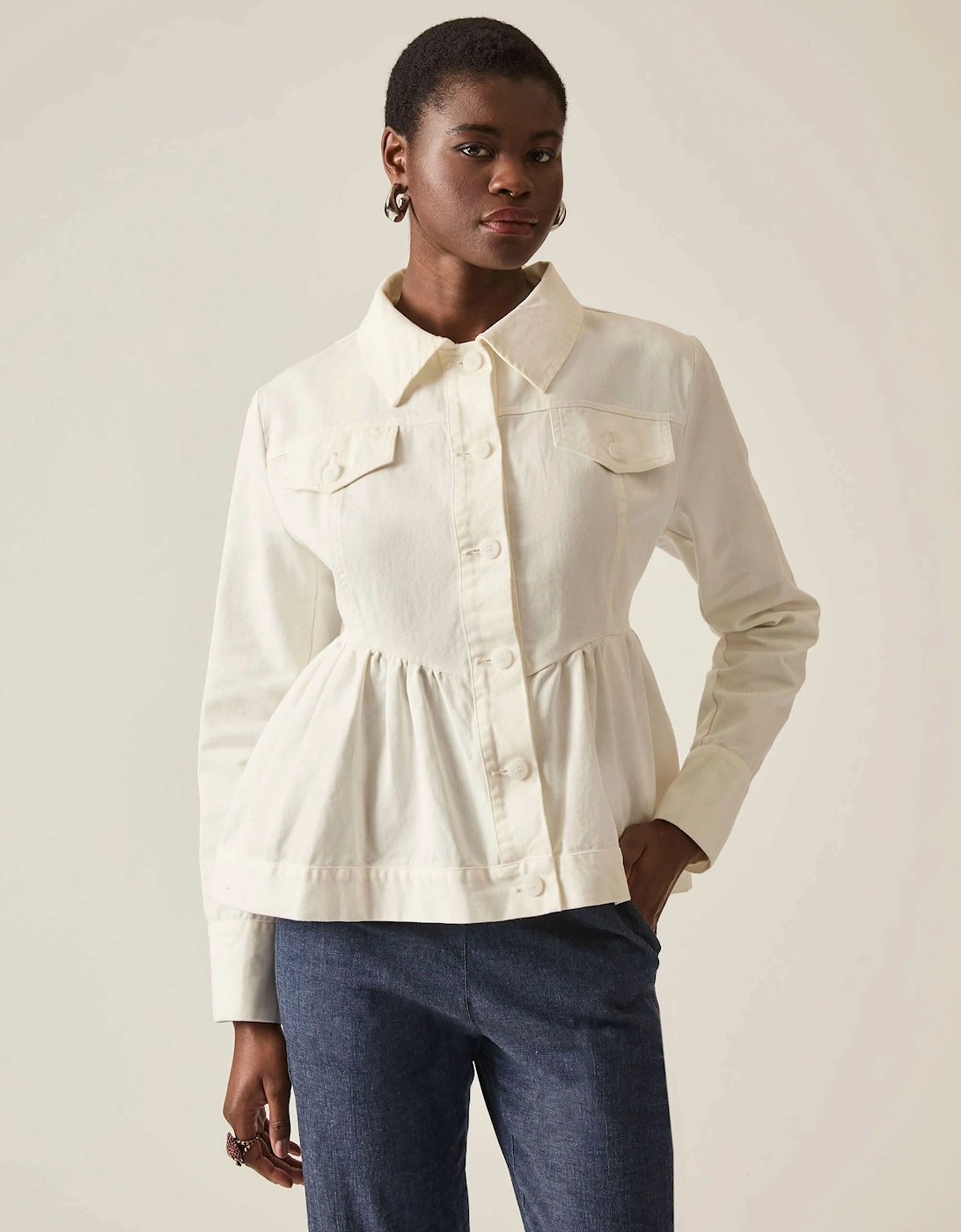 Peplum White Denim Jacket - VIP