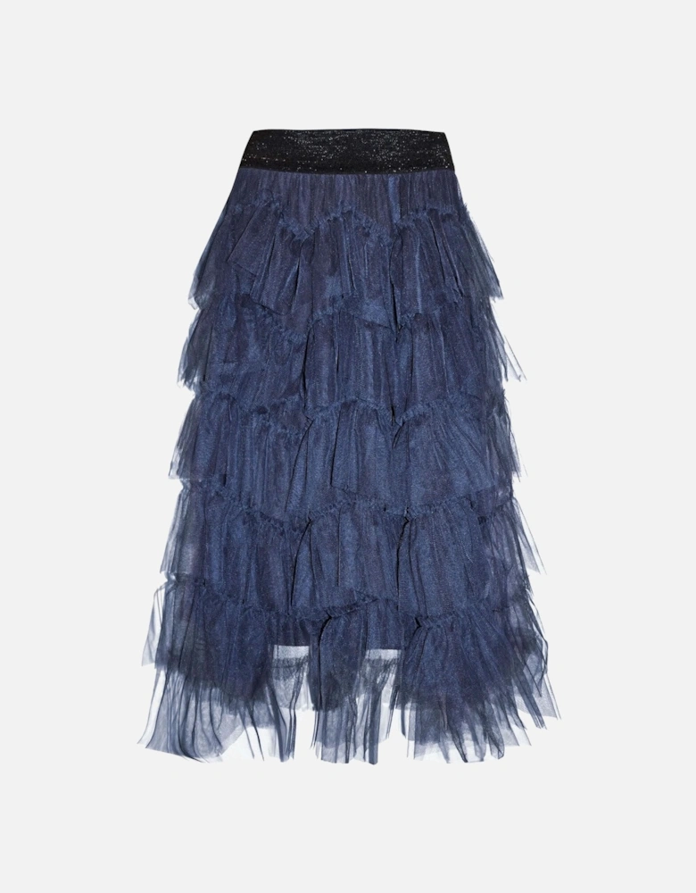 Organza Ruffle Navy Skirt